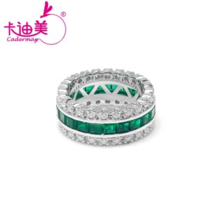CADERMAY Fine Jewelry S925 Sterling Silver Circular Lab Grown Emerald Square Shape Rings For Women Christmas Gifts