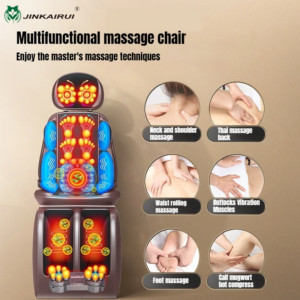 Jinkairui Upgraded Electric Full Body Massage Chair Neck/Back/Waist/Leg Kneading Acupressure Cushion Heated Vibration Seat