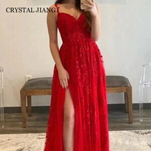 Elegant Long Off the Shoulder Tulle Prom Dresses Sleeveless with Appliques A Line Slit Floor Length Vestido De Festa