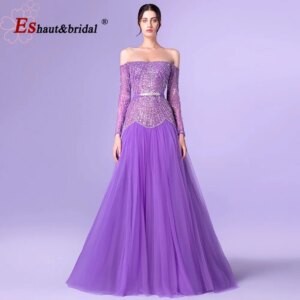 Luxury Pearls Dubai Evening Dress for Women 2025 Elegant High Neck Aline Long Sleeves Formal Prom Wedding Party Gowns Customized