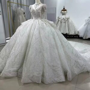 Bridal Wedding Dress Short Sleeve Sweetheart Wedding Dress Lace Up Back Ball Gown Embroidery Beading Bridal Dress