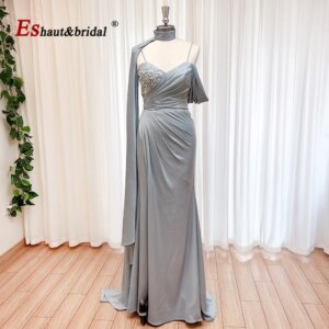 Luxury Spaghetti Straps Evening Dress for Women 2025 Elegant Memaid Ruffles with Slit Formal Prom Wedding Party Gown Customized