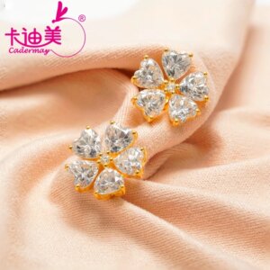 CADERMAY Sterling Silver 925 Five Petal Flower D VVS Heart Moissanite 5 Carat Suitable Stud Earrings for Women Girls Gifts