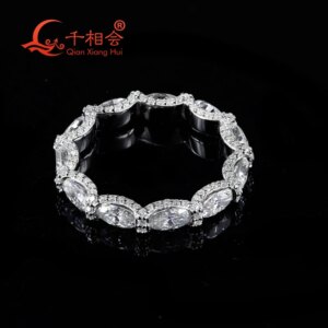 S925 Silver Eternity Band Ring Oval 3x5mm/4x6mm D VVS White Moissanite Jewelry Gift for Engagement And Dating