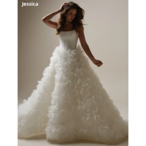 Jessica Handmade Tulle Curled Edge Evening Dresses White Satin Herringbone Prom Dresses Women Vestidos De Fiesta Customized