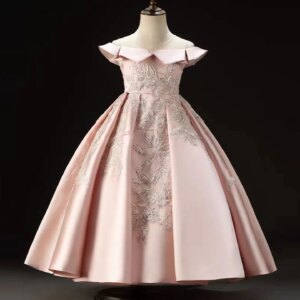 Dreamy Vow Luxury Pink Flower Girl Dress Appliques Sequined Princess Ball Gown for Kids Wedding Birthday Party Pageant J129