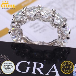 New Ring 6.5mm/8mm Moissanite For Men Hip Hop Jewelry Sterling Silver 925 Hip Hop/Rock Bling Gold Plated 18K luxury Rings
