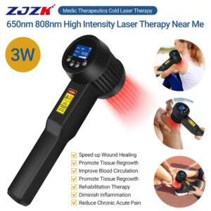 ZJZK Laser Pain Therapy For Achilles Tendonitis 3W Cold Laser Therapy Wand 650nmx10diodes+808nmx15diodes Sports Injuries