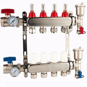 SS304 floor heating manifold with flow meters water heated floors with a pump 6 7 outlets water collector fittings 16×2.0 DN25