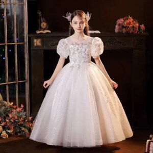 Dreamy Vow Elegant Sweetheart Sequined Princess Girl Dress With Bow Pattern Wedding Birthday Evening Party First Communion J832
