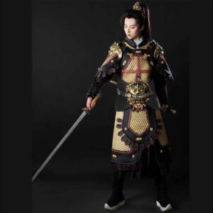 Chinese Generals Soldier Armour Outfit Unisex Cosplay Costume Imitation Metal PVC Armour