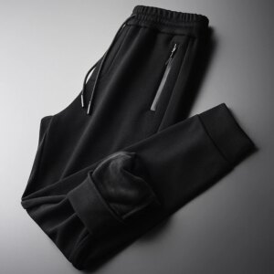 Add Velvet Autumn And Winter Elastic Waist Thick Trousers Men Plus Size 3XL 4XL Slim Sport Casual Men’s Pants