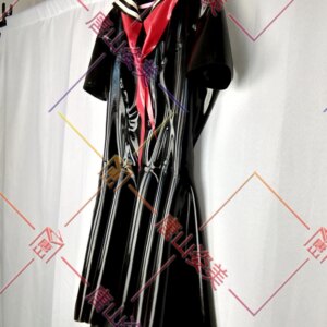 LATEX DRESS WOMEN Sailor DRESS WITH red scarf kigurumi DRESS