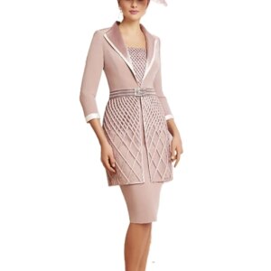 Mother of the Bride Dress Elegant Vintage Plus Size Square Neck Knee Length Lace Satin  with Sash / Ribbon