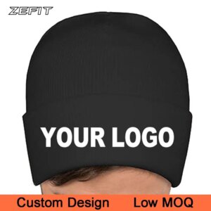 Small MOQ Custom 3D Embroider Logo Adult Knitted Outdoor Snow Headwear Warm Free Shipping Woven Label Winter Cap Beanie Hat