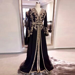 Customized 2025 Vintage Muslim Moroccan Caftans Prom Dress Party Dress Embroidery abiye Long Sleeve Evening Dresses