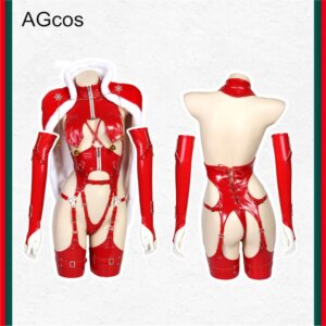 AGCOS Original Design Dark Dynasty New Year Christmas Cosplay Costume Woman Leather Lingeris Sexy Cosplay Split Style