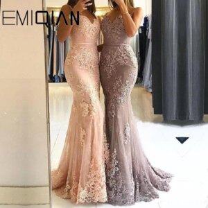 Glamorous Sweetheart Spaghetti Straps Mermaid Lace Evening Dresses Appliques Prom Party Dresses Formal Dresses