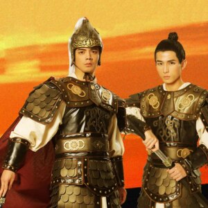 Leather Copper general Helmet Warrior Armor Ancient Chinese general armor Commander Corselet Martial Military Officer Costume