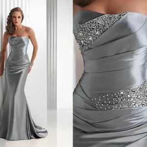 Mermaid Bridesmaid Dresses 2020 Long Silver Gray  Corset Brides Maid Dress High Quality
