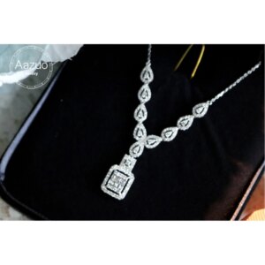 Aazuo 18K Solid White Gold Real Natrual Diamonds 1.15ct High Quality Luxury Fairy Necklace Gifted For Women Wedding Party Au750