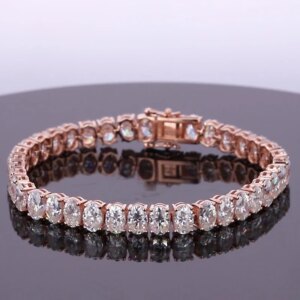Customized Manufacture Factory Price 4x6mm Oval Shape Moissanite Gemstone 14k White Rose Yellow Gold Bracelet