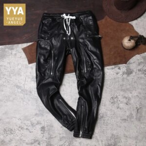 Black High Street Biker Pants Korean Style Spring Autumn New Classic Vintage Mens Solid Fashion Casual Pants Concise