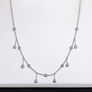 Fashion Style 2.8mm DEF VS Lab Grown Diamond Necklaces For Girl Party 18K White Gold Chain Necklace Engagement Jewelry Gift