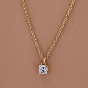 14K Yellow Gold HPHT Lab Grown Diamond 3.2mm Pendant Necklace