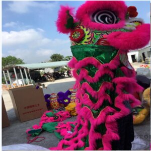 Halloween Christmas cosplay Lion Dance mascot Costume party Southern pink Lion Chinese Folk art two adult Clothing Advertising