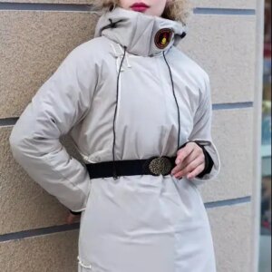 Chinese Mongolian Down Jacket Long Robe Hooded Winter Coat Outwear Ethnic style