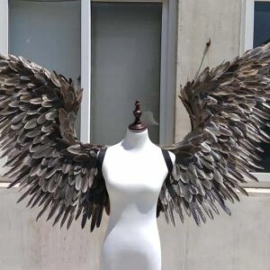 Amazing Gray Devil feather wings for Cosplay photography Game Display Game shooting props christmas gifts halloween prop