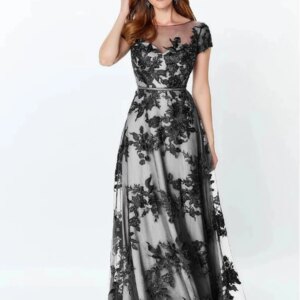 Black Mother Of The Bride Dresses A-line Cap Sleeves Tulle Appliques Bead Plus Size Long Groom Mother Dresses Wedding Customized