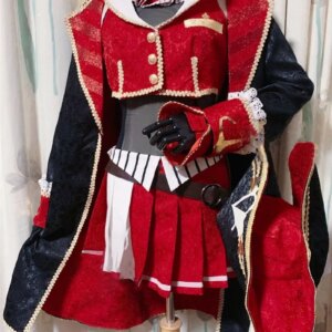 Cos-Mart Anime Virtual Youtuber Houshou Marine Cosplay Costume Captain Red Dress Activity Party Role Play Clothing Custom-Make
