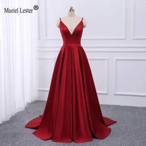 Elegant Spaghetti Strap A Line Evening Dresses 2025 Pleated V Neck Prom Dress Customized Formal Party Gowns vestidos de noche