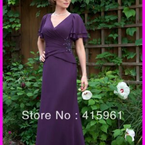 Purple farsali vestido de madrinha novia Short Sleeve Beaded Plus Size 2025 Mother of the Bride Dresses evening Dress Chiffon