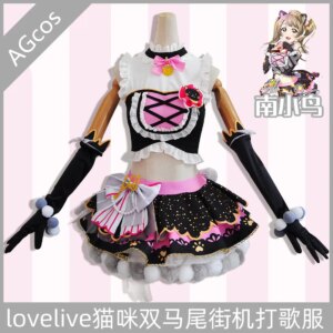 AGCOS LoveLive Minami Kotori Arcade Cosplay Costume Woman Dress Minami Kotori Cat Double Ponytail Chrristmas Cosplay Outfits