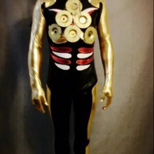 Golden metal robot bar cosplay party costumes men nightclub dance Halloween tech singer guest costume