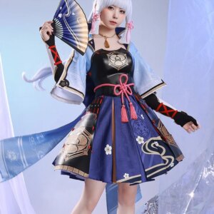 The Genshin Impact Cos Kamisato Ayaka cosplay Dark blue Dress Game Costume form 1/3 Delusion Women’s suit