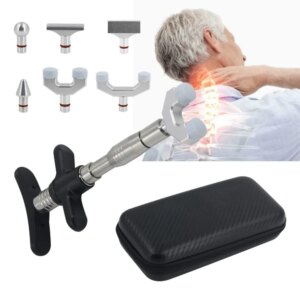 Chiropractic Massage Gun Orthopedics Correction Massager Spinal Adjusting Tool Spine Intensity 6 Heads Adjustable Set Portable