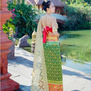 Thai Dai Princess clothing Thailand Bride Wedding Costume Gilded yarn Festival clothing high grade atmospheric welcome clothes