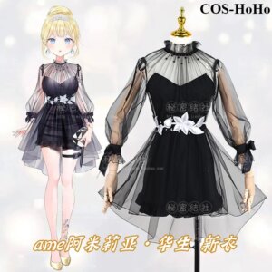 COS-HoHo Anime Vtuber Hololive Watson Amelia Dress Lovely Uniform Cosplay Costume Halloween Party Role Play Outfit Women NEW