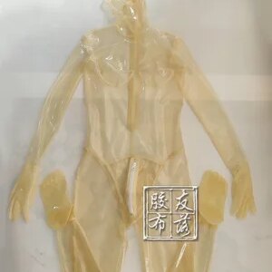 MEN TRANSPARENT LATEX CATSUIT WITH TOES 3D CROTCH MESH EYES OPEN NOSE (NOT OPEN MOUTH)