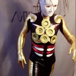 men nightclub dance Golden metal robot bar cosplay party costumes Halloween tech singer guest costume