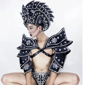 Halloween party dance team costume GOGO DS muscle men’s rhinestone armor horns costumes