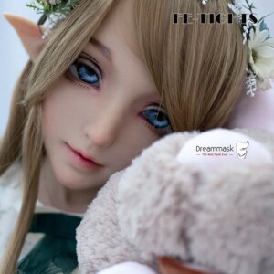 (ILIA)Crossdress Full Head Realistic Silicone Female Girl Cosplay Lolita Elf Ear/ Human Ear Transgender Mask Male To Female