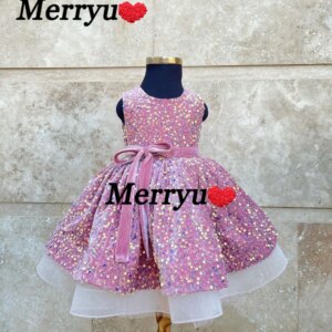 Latest Fashion Sequins Kids Dress Birthday Party Fower Children’s New Style Dress
