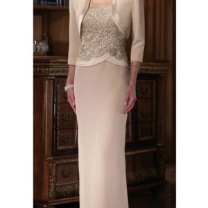 With Jacket Mother Of The Bride Dresses Sheath Lace Beaded Plus Size Long Groom Mother Dresses For Wedding Customized