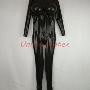 MEN LATEX CATSUIT WITH INFLATABLE BREAST CROSS-DRESSER LATEX UNITARD