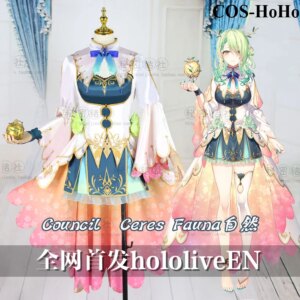 COS-HoHo Anime Vtuber Hololive EN Council Ceres Fauna Game Suit Elegant Uniform Cosplay Costume Halloween Outfit For Women NEW
